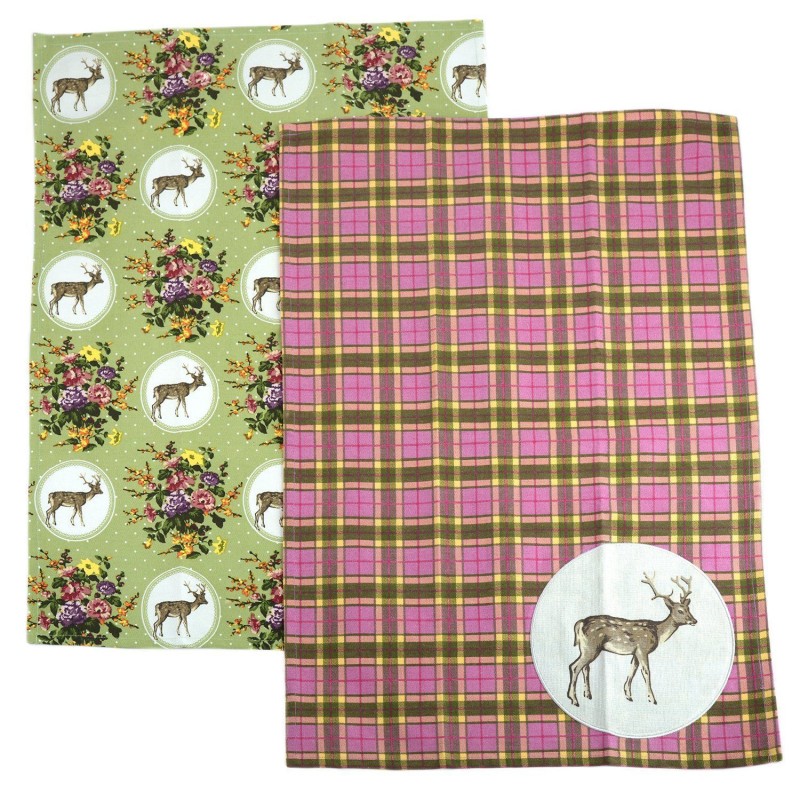 Set 2 Paños de Cocina Ciervo Highland Katie Alice