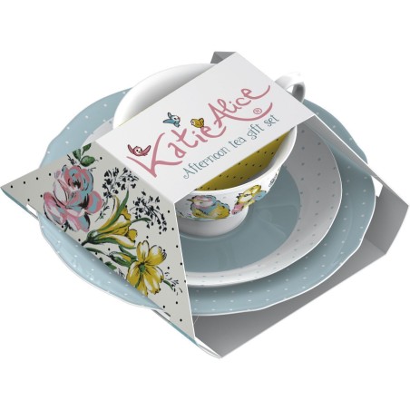 Taza + 2 platos Azul Pajaros Cottage Katie Alice