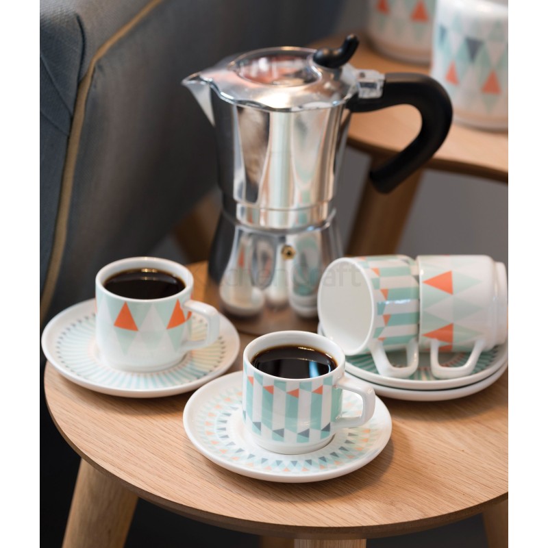 Taza + plato para expreso Geométrico 2 Kitchen Craft