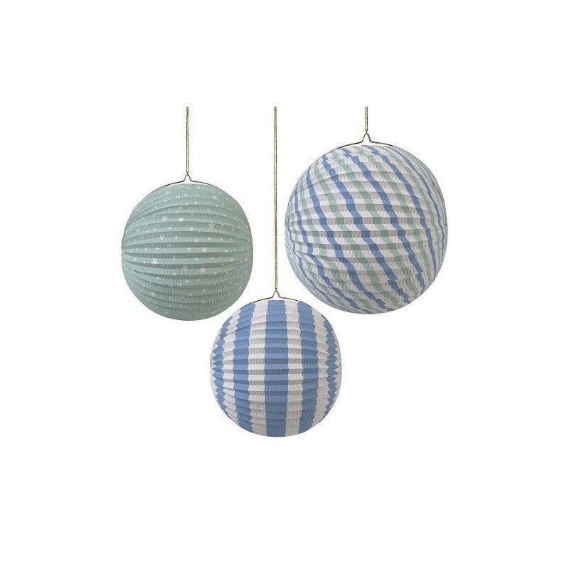 Farolillos Pack 3 Pastel Azul Colores Toot Sweet