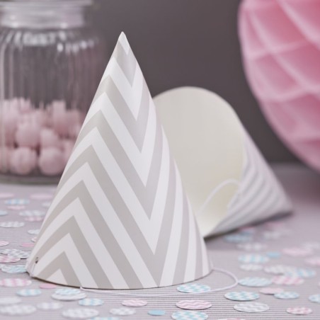 Gorros de fiesta Chevron Gris