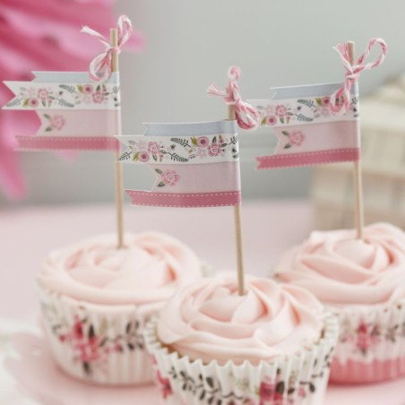 Pack de 10 toppers Vintage floral