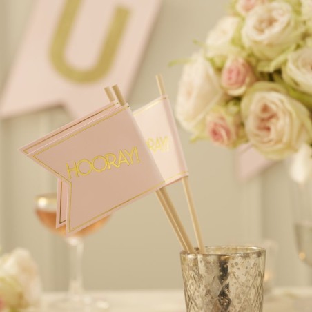 Pack de 10 Banderines Party Oro y Rosa