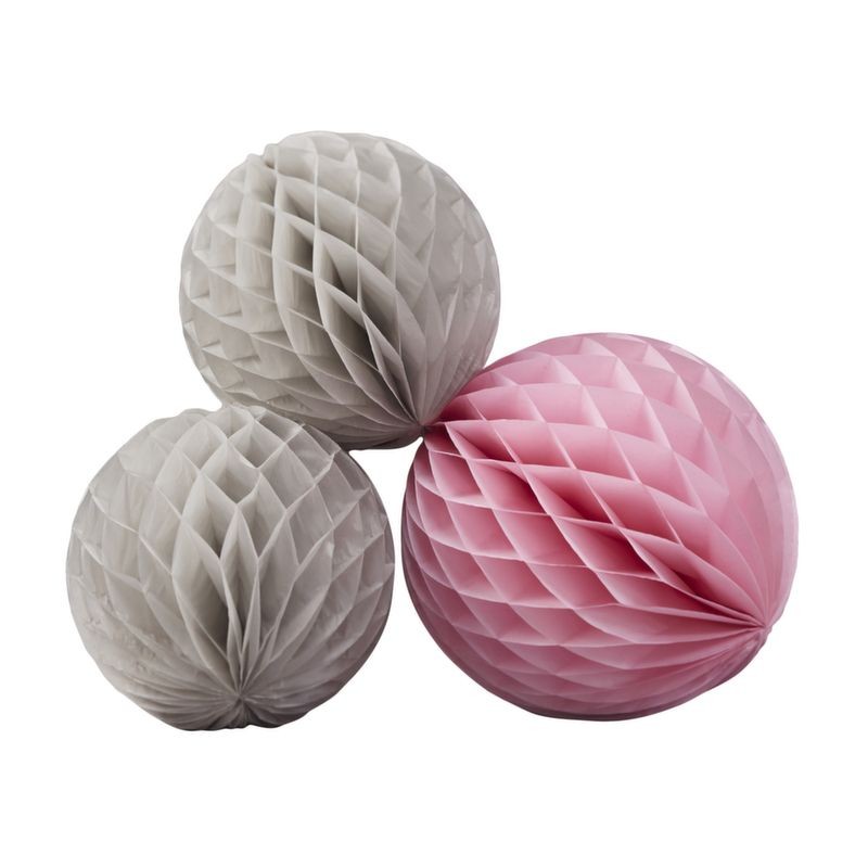 Pack de 3 Bolas Nido Abeja: Gris y Rosa