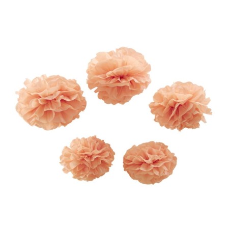 Pack 5 pompones rosa pastel