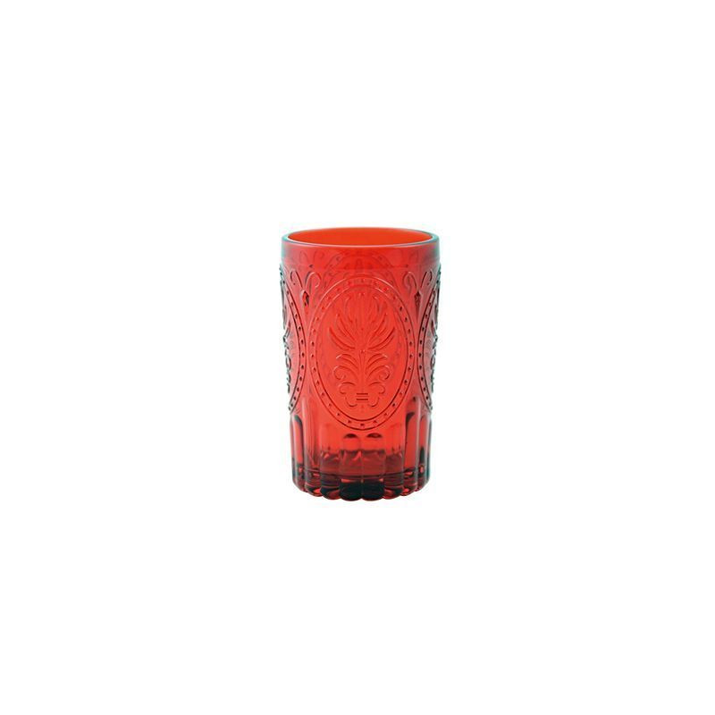 Vaso de cristal labrado rojo