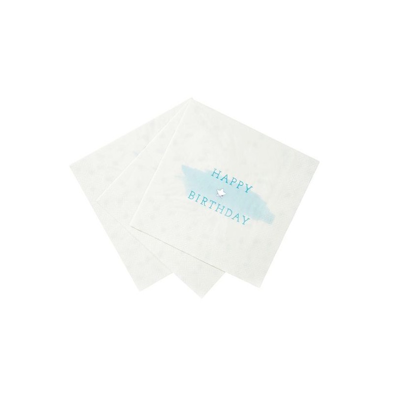 Servilleta de papel Feliz Cumpleaños Azul
