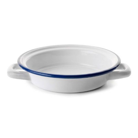 Plato con asa esmaltado blanco Ibili