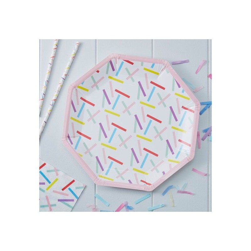 Plato de papel Confetti Colores