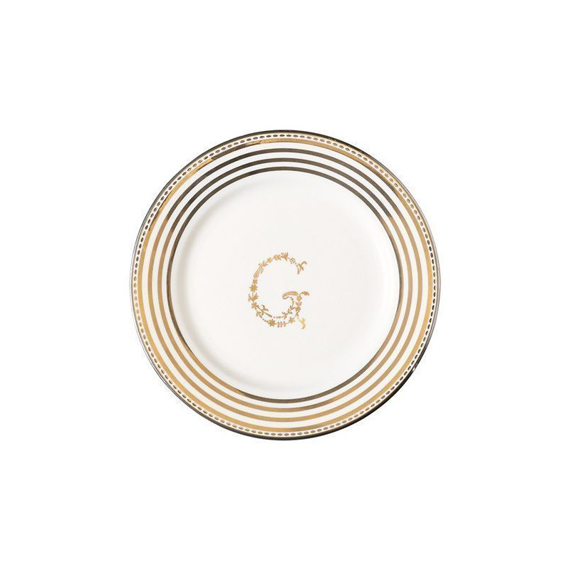 Plato de cerámica blanco y oro G Green Gate