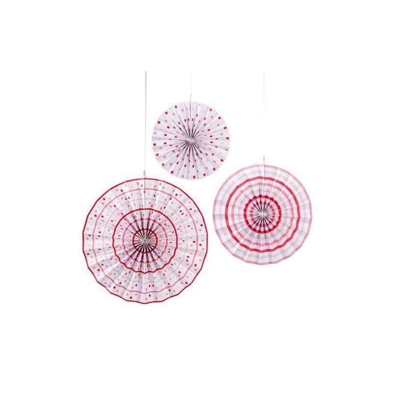 Pack 3 abanicos de papel Lunares Rosa [CLONE]