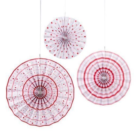 Pack 3 abanicos de papel Lunares Rosa [CLONE]