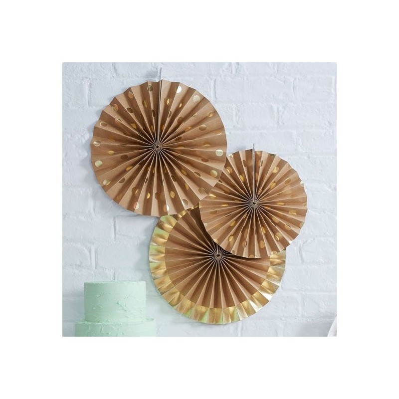 Pack de 3 abanicos de papel lunares oro Pick and Mix [CLONE] [CLONE]
