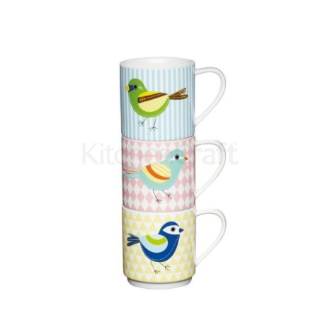 Taza con asa Pájaro con Rombos Rosa Kitchen Craft