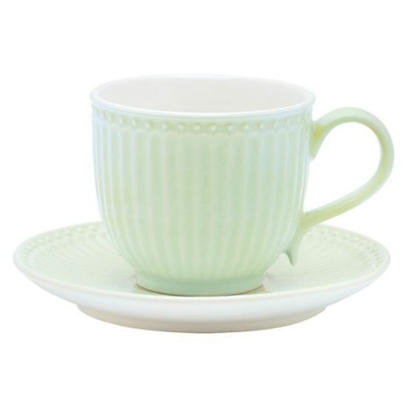 Taza de café + plato Alice pale green Green Gate