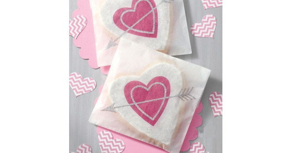 Pack de 6 bolsas de papel corazón San Valentín Wilton