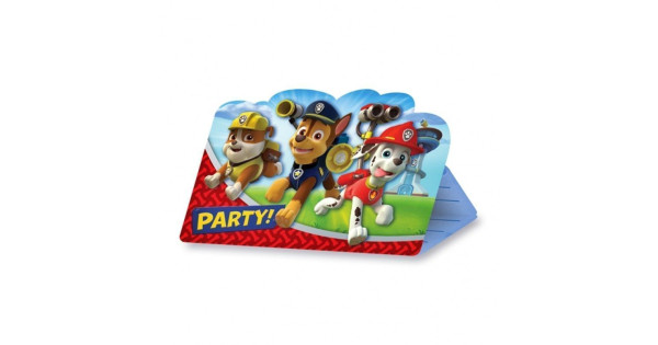 Pack de 8 invitaciones para fiesta La Patrulla Canina