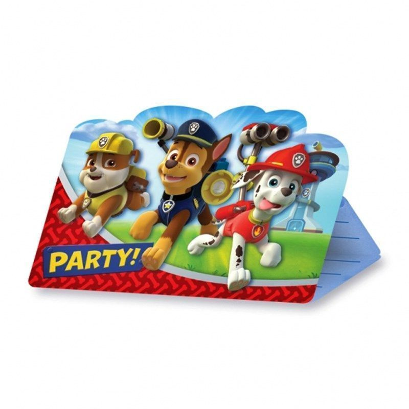 Pack de 8 invitaciones para fiesta La Patrulla Canina