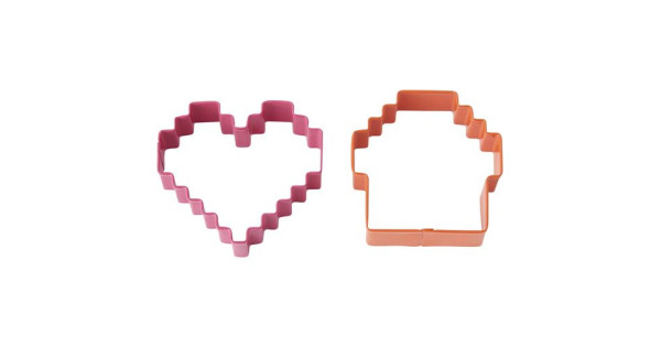 Pack de 2 cortantes Pixel: corazón y cupcake Wilton