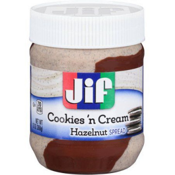 Crema de Cookies and Cream y Chocolate con Avellanas Jif