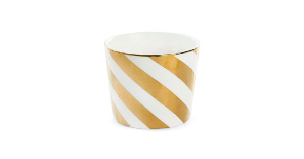 Bol de cerámica con rayas diagonales oro Miss Etoile