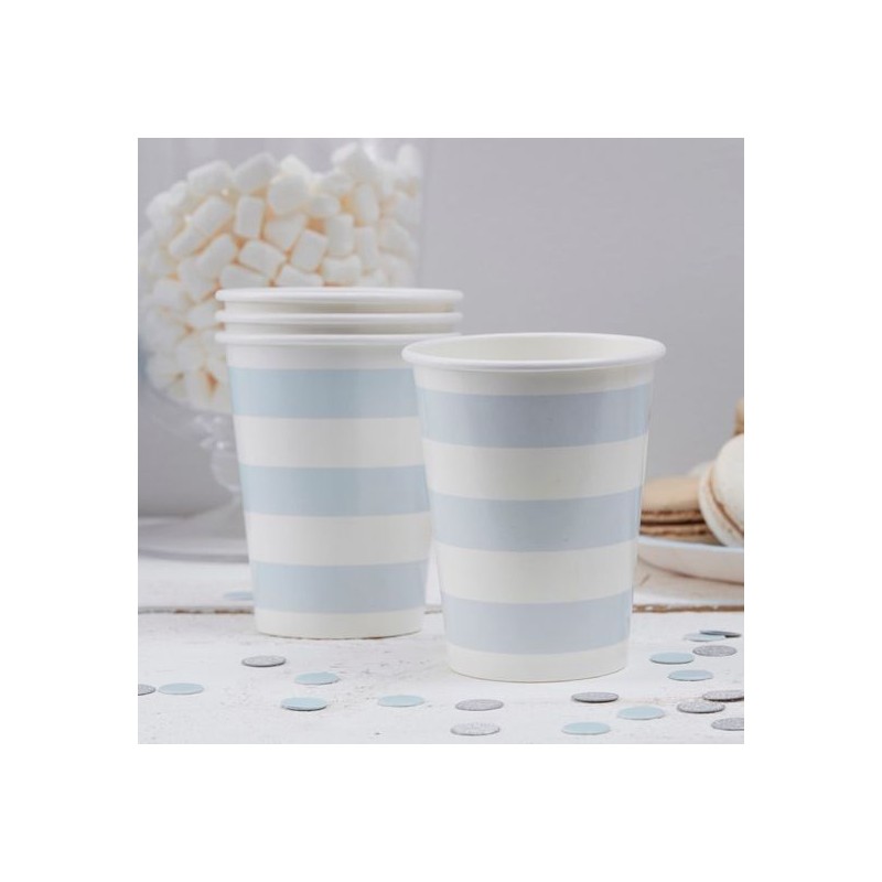 Vasos de fiesta Rayas Azul Pastel