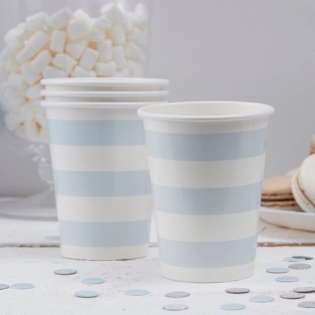 Vasos de fiesta Rayas Azul Pastel
