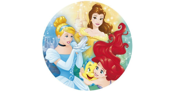 Oblea para tarta Princesas: Bella, Cenicienta y la Sirenita
