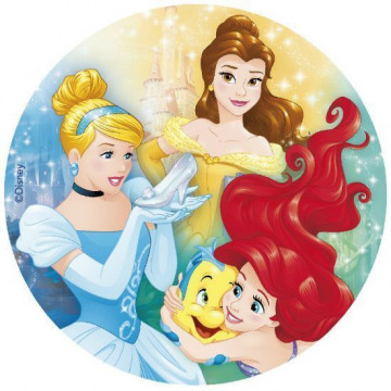 Oblea para tarta Princesas: Bella, Cenicienta y la Sirenita