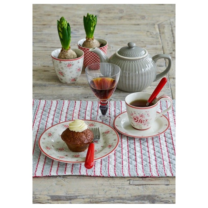 Taza con asa + plato Flora White Green Gate