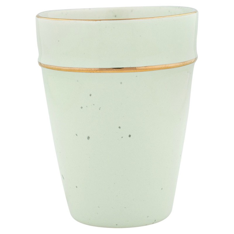 Vaso de cerámica Verde Pastel con borde oro Green Gate