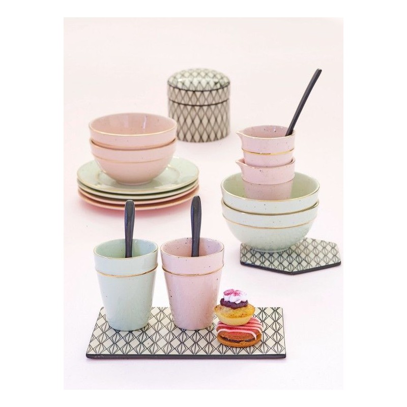 Vaso de cerámica Verde Pastel con borde oro Green Gate