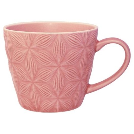 Taza con asa labrada Kallia Pale Pink Green Gate