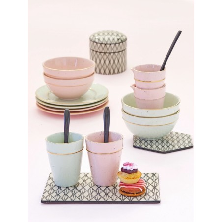 Jarra de cerámica con borde oro Pale Pink Gold Green Gate