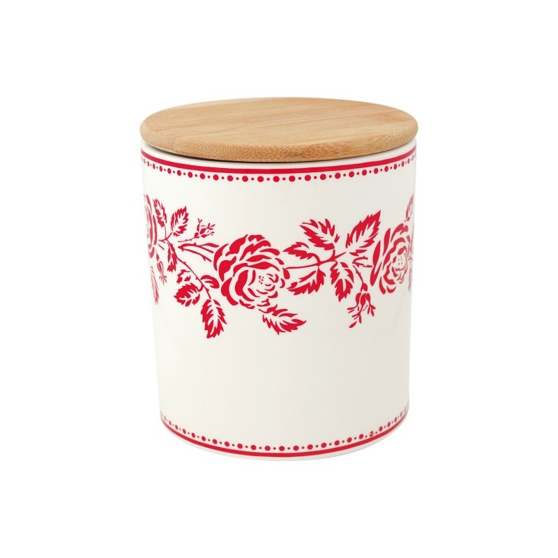 Bote de cerámica con tapa de madera Fleur Red Green Gate