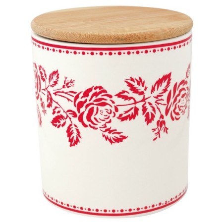 Bote de cerámica con tapa de madera Fleur Red Green Gate