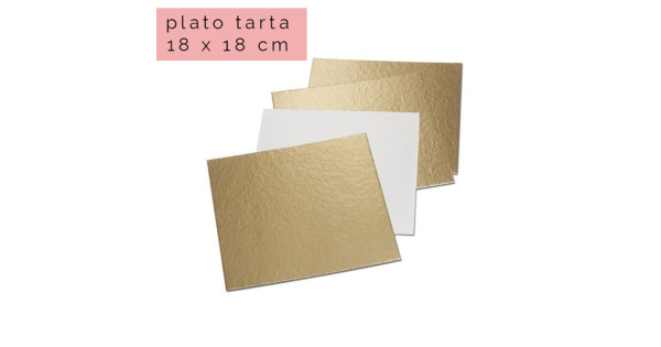 Plato cuadrado para tarta Oro 18 x 18 cm