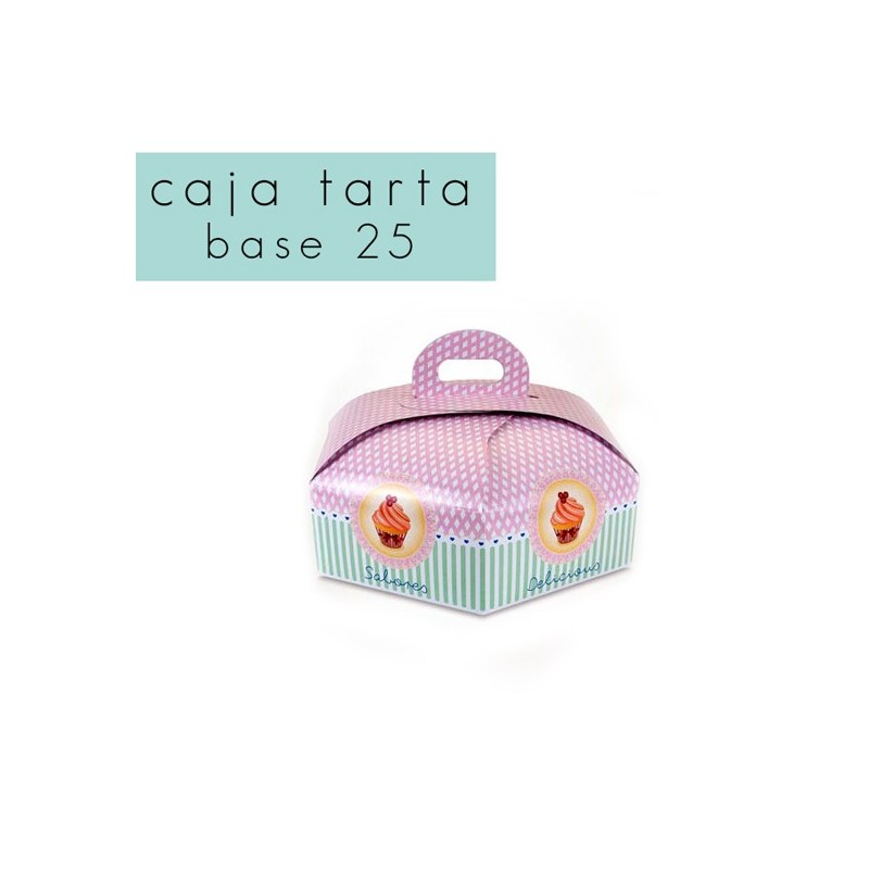 Caja para tarta Hexagonal para base de 25 cm Delicious