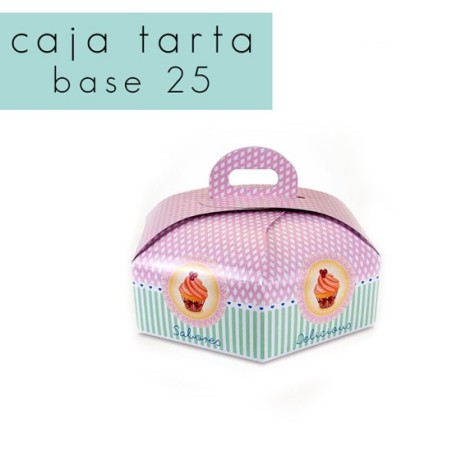 Caja para tarta Hexagonal para base de 25 cm Delicious