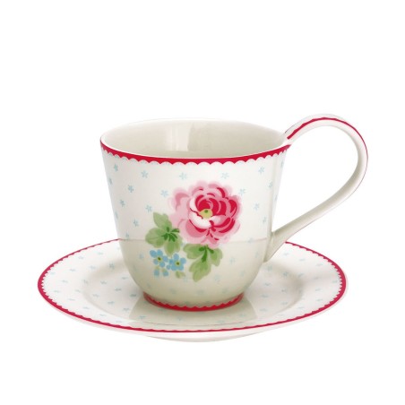 Taza + plato Lily White Green Gate