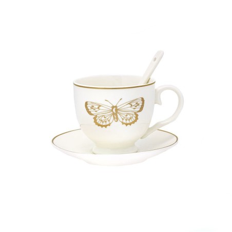 Taza + plato y cuchara Butterfly Gold 3 Green Gate