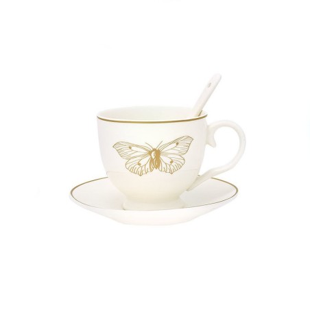 Taza + plato y cuchara Butterfly Gold 4 Green Gate