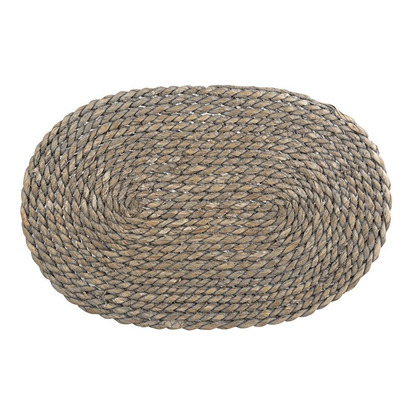Salvamantel ovalado de Rafia Gris Natural 38 cm