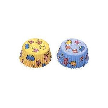 Capsulas mini cupcakes Amarilla y Azúl con flores Städter