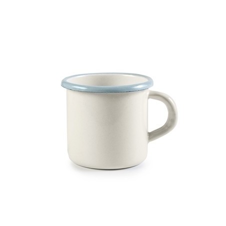 Taza con asa esmaltada Blanco y Celeste Ibili