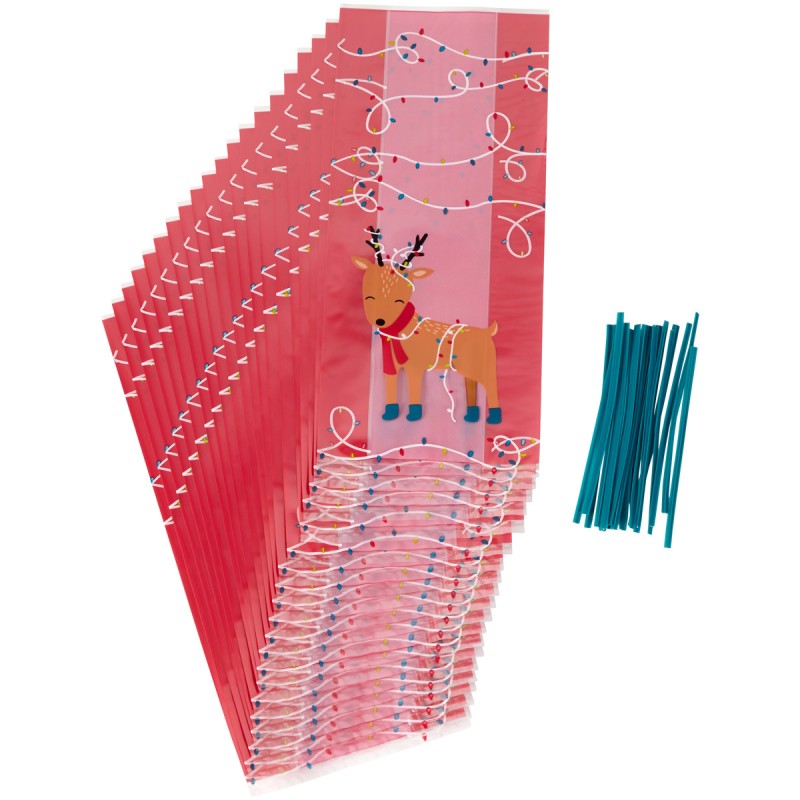 Pack de 20 bolsas Fiesta Renos Navidad Wilton