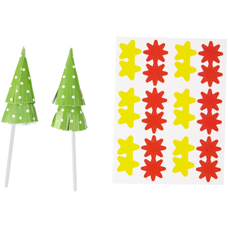 Pack de 12 Toppers Árbol de Navidad y Estrellas Wilton