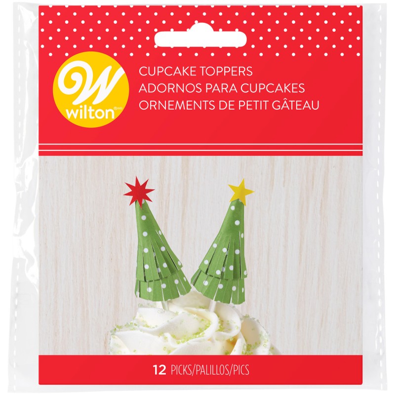 Pack de 12 Toppers Árbol de Navidad y Estrellas Wilton