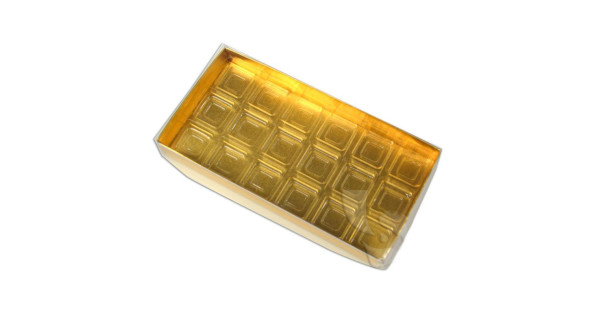 Caja para 18 bombones dorada