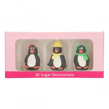 Pack de 3 Decoraciones de azúcar Pingüinos Funcakes